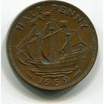 VELKÁ BRITÁNIE. 1/2 penny 1959.