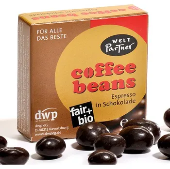Bonbon WeltPartner Bio kávová zrna v hořké čokoládě 25 g