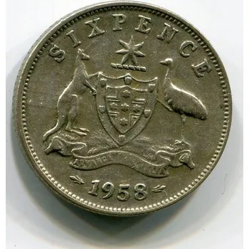 AUSTRÁLIE. 6 pence 1958. Ag.