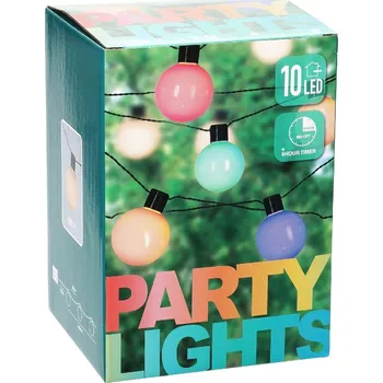 Venkovní osvětlení PROGARDEN Světelný řetěz venkovní LED PARTY 10 žárovek barevná