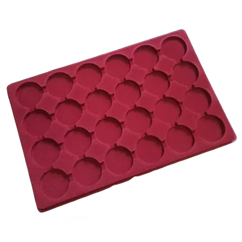 Obal pro sběratelský předmět Schulz ČR Plato (kazeta) na mince potažené vínově červeným sametem s průhledným krytem - 24 polí o průměru 45 mm a výškou 6 mm