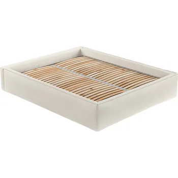 Postel Maison de Rêve Béžová čalouněná dvoulůžková postel ALVAR L 180 x 200 cm s úložným prostorem