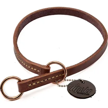 Obojek pro psa Morko Stahovací obojek – kůže kaštan, kování růžové zlato .cm: 35 cm