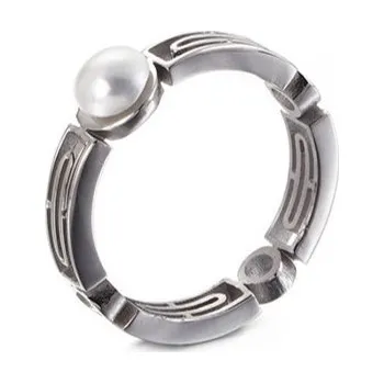 Souprava šperků Prsten s umělou perlou chirurgická ocel - Velikost prstenu 9 VL 496