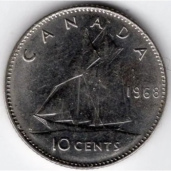 KANADA. 10 cents 1968. Ag.