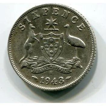 AUSTRÁLIE. 6 pence 1943. Ag.