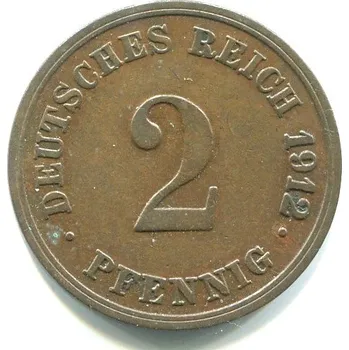 NĚMECKO. 2 Pfennig 1912/G. KM-16