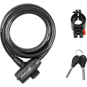 Zámek na kolo FORCE Zámek spirálový FORCE STRONG s držákem, 180cm/12mm, černý