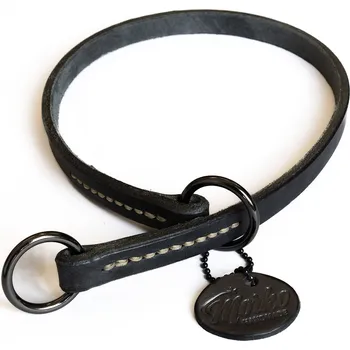 Obojek pro psa Morko Stahovací obojek – černá kůže, kování grafit .cm: 40 cm