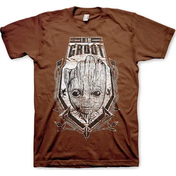 123 | Pánské tričko Groot SHIELD hnědá - L / Hnědá