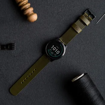 Řemínek na hodinky KOŽENÝ ŘEMÍNEK NA GARMIN QuickRelease - OLIVOVÝ ČERNÁ, Quick Release 18 mm, L - obvod zápěstí 15 - 21 cm Vidra Brand