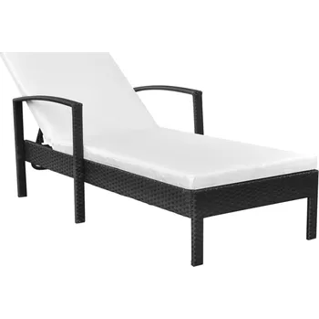 Zahradní lehátko Nábytek XL Zahradní lehátko s poduškou polyratan černé 42942