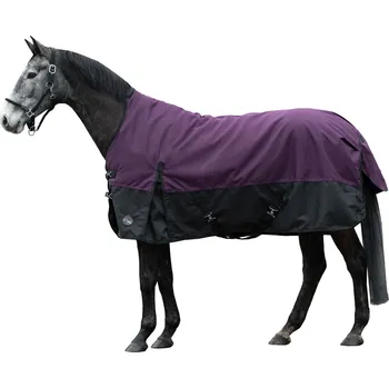 Deka pro koně Zimní deka s vyšším krkem HKM Glasgow - 1200D, 300g, švestková/černá, 165 cm