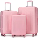 Kono elegantní 3dílná sada ABS a PC kufrů s pruhy - růžová - 36/61/92L KSK2483