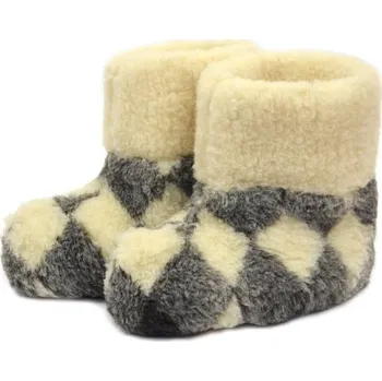 Pánské pantofle Vlněné bačkory s kostkovaným vzorem – ovčí vlna Merino pro zdraví a teplo Velikost: 42