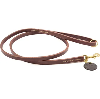Vodítko pro psa Morko Kožené vodítko 130 cm – kůže kaštan, kování mosaz