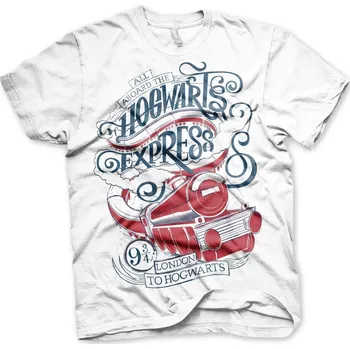 Pánské tričko 123 | Pánské tričko Harry Potter Hogwarts Express bílé - M / Bílá