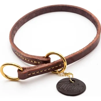 Obojek pro psa Morko Stahovací obojek – kůže kaštan, kování mosaz .cm: 35 cm