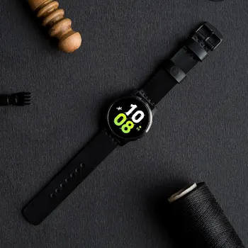 Řemínek na hodinky KOŽENÝ ŘEMÍNEK NA SAMSUNG HODINKY - ČERNÝ STŘÍBRNÁ, 22 mm, M - obvod zápěstí 13 - 18 cm Vidra Brand