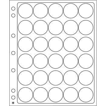 Obal pro sběratelský předmět Leuchtturm Plastové listy ENCAP, průhledné, s poli na 30 mincí v kapslích s vnitřním Ø 30 až 31 mm - 2 kusy v balení