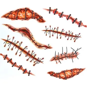 Odstranitelné tetování Sešité rány 3 - strašidelné halloweenské tetovačky