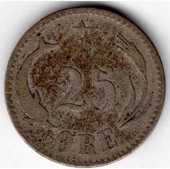 DÁNSKO. 25 öre 1874. Ag.