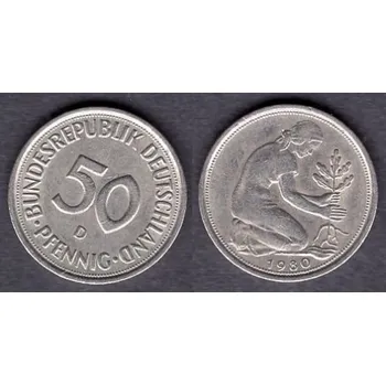 NĚMECKO. 50 Pfennig 1980/D.