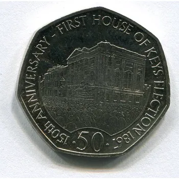 OSTROV MAN. 50 pence 2017. 150th Anniversary - First House of Keys Election.