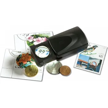 Obal pro sběratelský předmět Leuchtturm Výsuvná lupa, s LED osvětlením, zvětšení 20×, černá