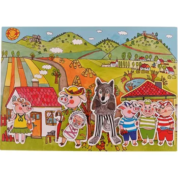 Loutkové divadlo MARIONETINO Loutky a kulisy k pohádce O TŘECH PRASÁTKÁCH Sada loutek a kulis