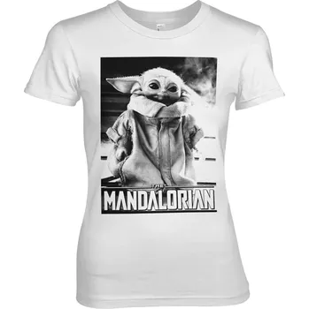 Dámské tričko 123 | Dámské tričko Mandalorian Grogu bílé - M / Bílá