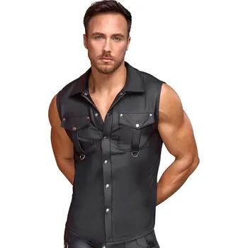 Pánské erotické prádlo NEK Sleeveless Matte Look Shirt with Studs 2161826 Black Velikost M