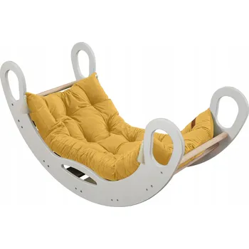 Hra na zahradu Montessori Houpačka souprava - dětské hřiště , dětská MDF barva bílá + hořčice polštář