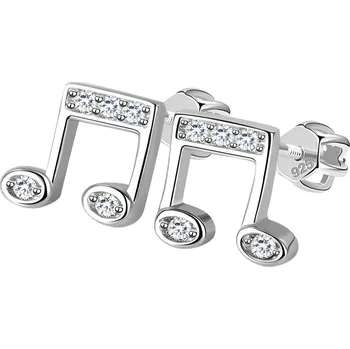 Náušnice 4U Stříbrné šroubovací náušnice noty