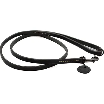Vodítko pro psa Morko Kožené vodítko 130 cm – černá kůže, kování grafit