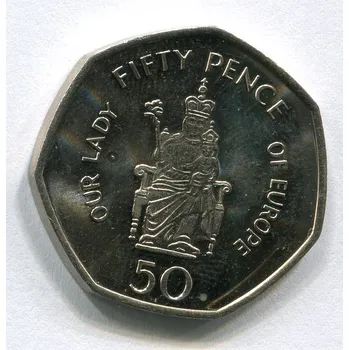 GIBRALTAR. 50 pence 2008. Our Lady of Europe.