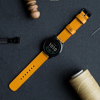 Řemínek na hodinky KOŽENÝ ŘEMÍNEK NA GARMIN QuickRelease - HOŘČICOVÝ ČERNÁ, Quick Release 18 mm, L - obvod zápěstí 15 - 21 cm Vidra Brand