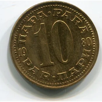 JUGOSLÁVIE. 10 para 1980.