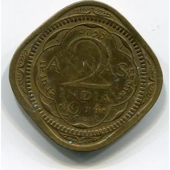 INDIE. 2 annas 1944, tečka.