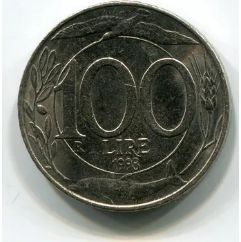 ITÁLIE. 100 lire 1998.