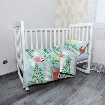 Povlečení Sablio Mikroplyšové dětské povlečení do postýlky Sovičky - 100x135 / 40x60