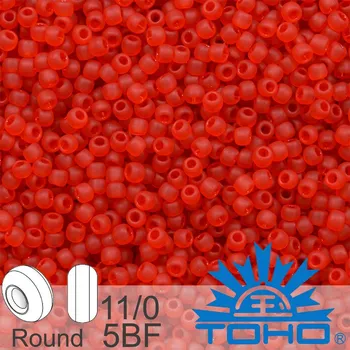 Korálek Korálky TOHO tvar ROUND (kulaté). Velikost 11/0. Barva č.5BF Transparent-Frosted Siam Ruby. Balení 8g.