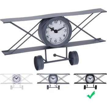 Hodiny SEGNALE Hodiny stolní designové LETADLO 30 cm černá KO-HZ1911500cern