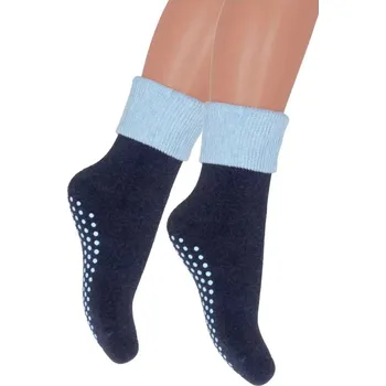 Dětské termo ponožky Dětské froté ABS ponožky 038 Mix barev - Steven tm.modrá-tm.šedá 29/32