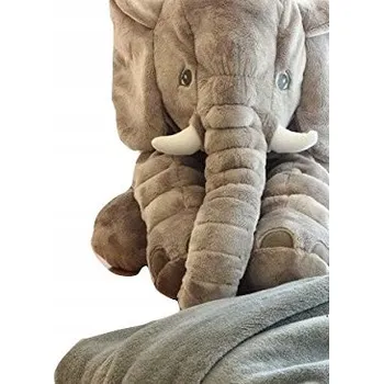 plyšák Slon sada 3v1 deka polštář plyšová hračka velký plyšový medvěd hračky pro děti