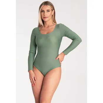Body Olivové dámské body s výstřihem M1037 olive Velikost: M