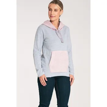 Dámská mikina Dámská šedá mikina s růžovou kapucí a kapsou M1045 pink Velikost: XS