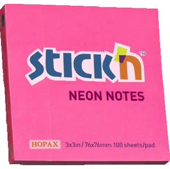 Samolepící bloček Bloček samolepicí STICK 'N 76 x 76 mm - neonově růžová / 100 listů