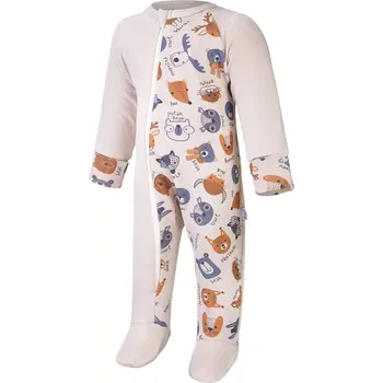 Kojenecký overall LITTLE ANGEL overal smyk DR TISK Outlast® latte/latte barevná zvířátka vel. 86 cm