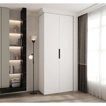 Šatní skříň Šatní skříň Como 4 - hloubka 40 cm Rozměry: 100 cm, Pásky / úchyty: Černá, Barva korpusu + barva dveří: Bílá